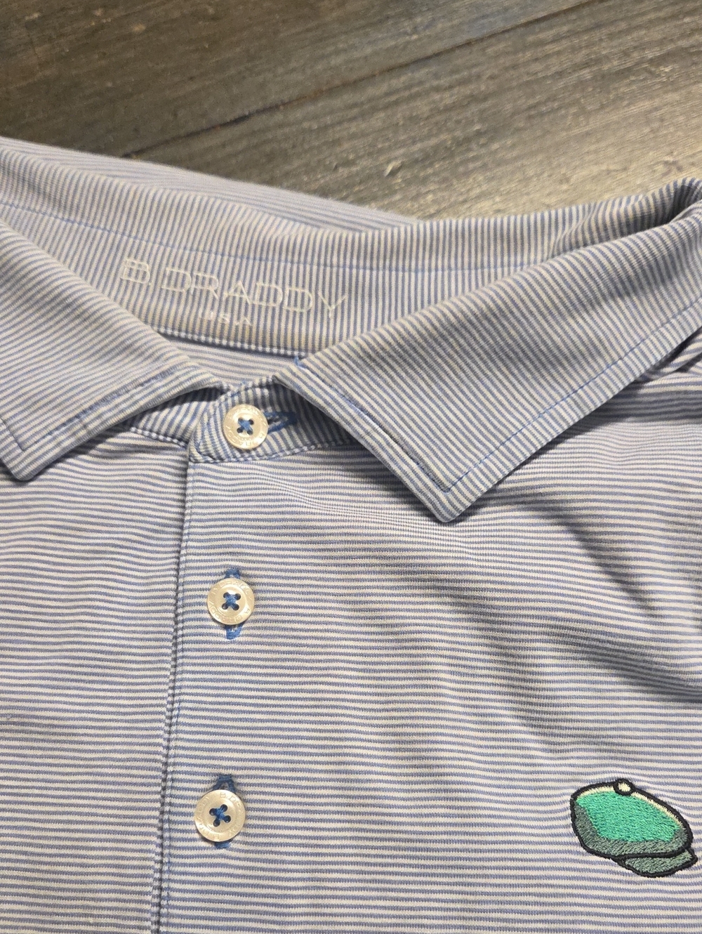 Blue Striped Polo Shirt with Embroidered Patch - Men